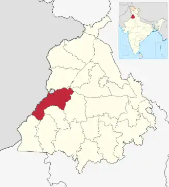 Positionskarte des Distrikts Firozpur