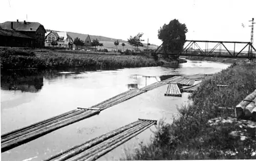 Flößerei auf dem Main an der Mainbrücke bei Burgkunstadt/Altenkunstadt