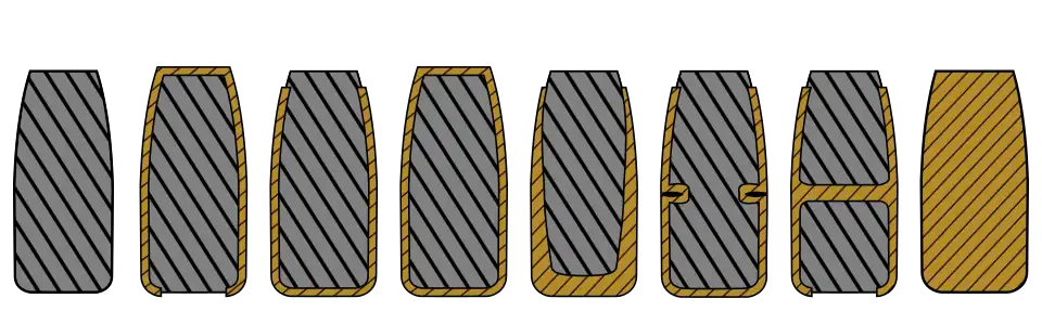 Flachkopfgeschosse mit verschiedenen Mantelformen