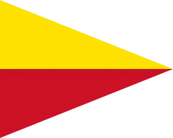 Dreieckiger Wimpel, hier die Flagge des Fürstenhauses Liechtenstein (siehe auch Standarte oder Stander).