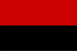 Flagge der Organisation Ukrainischer Nationalisten bzw. des Rechten Sektors