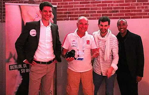 Florian Schwarthoff (ganz links), 1996 Olympiadritter und 1994 Vizeeuropameister, kam auf den siebten Platz (ganz rechts auf dem Foto: Weltmeister Colin Jackson)