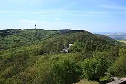 Blick zum Sender Kulpenberg, rechts im Hintergrund sind die Ackerflächen der Goldenen Aue zu erkennen