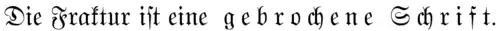 Sperrsatz bei Frakturschrift