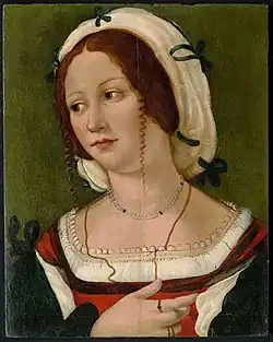 Frauenporträt von Francesco Francia (mit Frühform Balzo und Schläfenlocken), ca. 1511[30]