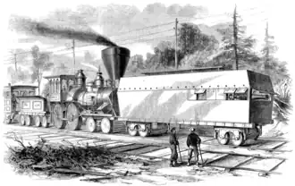 Panzerzug mit „Railroad battery“ im Amerikanischen Bürgerkrieg (1861)