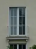 Französisches Fenster mit Eisenstab-Geländer (Hannover, 1950er Jahre)