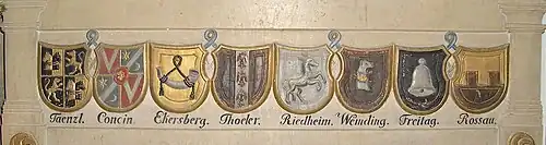 Ausschnitt aus dem Epitaph der Franziska Susanna Tänzlin von Tratzberg, verh. von Reisach, in der Kirche zu Rennertshofen