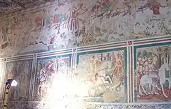 oben: Anbetung der Könige (Forts.) unten v. l. n. r.: Apollonia, Leonhard, Barbara, der heilige Martin, der heilige Georg, Einzug in Jerusalem