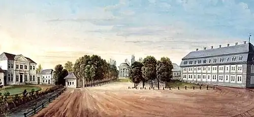 Friederikenschlösschen, links, um 1825