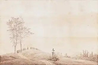 Caspar David Friedrich: Wallfahrt bei Sonnenuntergang, 1805