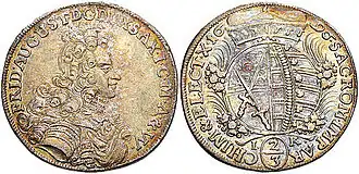 Kurfürst Friedrich August I. (August der Starke), 2⁄3 Kuranttaler (Gulden) 1696