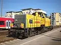Diesellokomotive der Baureihe V 100 mit Märklin-Werbung