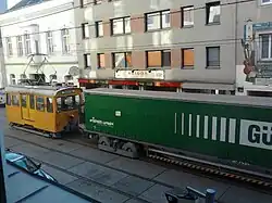 Ein Güterbim-Testzug in Wien