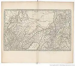 Description de la Chine et de la Tartarie chinoise Band 4 Seite 64, 1735, I. Blatt der Chinesischen Tartarie enthält Leao tong und die Umgebung von Kirin Oula ...(Le Parmentier Sculp.)