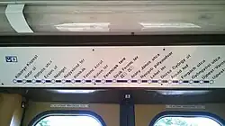 Statisches Linienband im Innenraum eines Wagens (Baureihe G2, Budapest)
