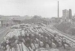 Holzlager während des Zweiten Weltkriegs