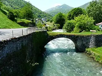 Der Fluss Gave d’Azun mit Brücke