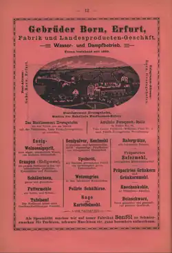 Gebrüder Born, Werbung im Adressbuch für Erfurt von 1893