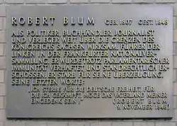 Gedenktafel am Robert-Blum-Gymnasium in der Kolonnenstraße 21 in Berlin-Schöneberg