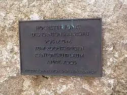 Tafel auf dem Geissfluegrat beim höchsten Punkt des Kantons Aargau