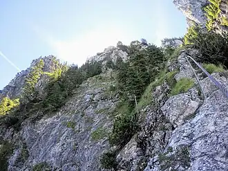 Gelber Wandschrofen (links) vom Gelbe-Wand Klettersteig aus