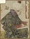 Gentile Bellini oder Costanzo da Ferrara: Porträt eines Schreibers, um 1480. Dieses in Istanbul entstandene Bild wurde häufig kopiert und nachgeahmt. Vgl. das Bild nebenan.[36]