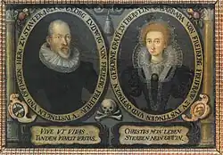 Freiherr Georg Ludwig von Freyberg und Gräfin Barbara von Eberstein, Urgroßeltern mütterlicherseits (um 1600)