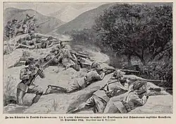 Abbildung zur Schlacht bei Sandfontein aus dem Buch „Der Krieg 1914–19 in Wort und Bild“