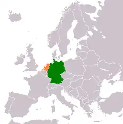 Lage von Niederlande und Deutschland