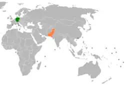 Lage von Deutschland und Pakistan