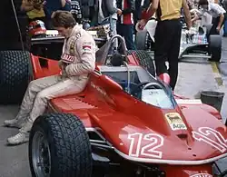 Gilles Villeneuve und sein Ferrari 312T4; beim Großen Preis von Italien 1979