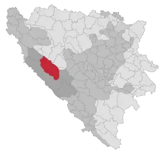 Lage der Gemeinde Glamoč in Bosnien und Herzegowina (anklickbare Karte)