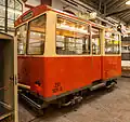 Gleismesswagen 215 101 im Straßenbahnmuseum Dresden, April 2016