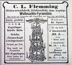 Zeitungsanzeige von 1904 für Weihnachtspyramiden