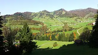 Chrinenberggrat, Farnergrind, Schwarzenberg und Höchhand vom Goldingertal aus gesehen