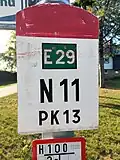 Ein Schild als Kilometersteen in der Nähe von Gonderingen