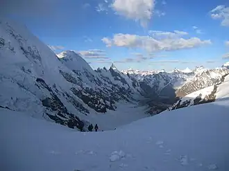 Blick vom Gondogoro-Pass auf den Gletscher