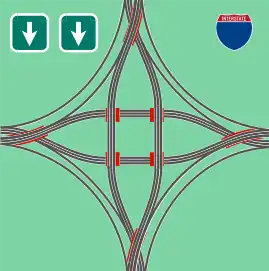 Doppelt überworfenes gotisches Autobahnkreuz