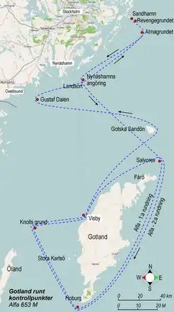 Gotland Runt, Kurs „Alfa“, 653 Seemeilen (1210 km)