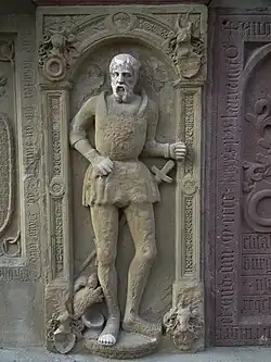 Grabplatte mit Statue des Hans von Bettendorff († 1556)