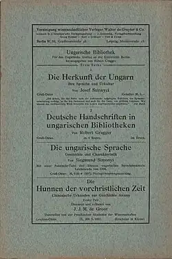 Ungarische Jahrbücher, 1. Heft, 1. Jahrgang, 1921, Hrsg. Róbert Gragger (Vorder- und Rückseite)
