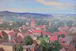 Blick vom Turm der Marienkirche: Gransee und das Neuruppiner Tor, 1954 (Öl)