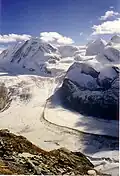 Der Grenzgletscher vom Gornergrat aus gesehen.