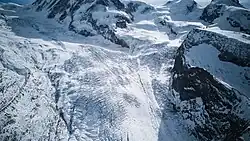 Grenzgletscher im Februar 2023 aus der Luft.