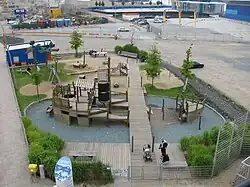 Temporärer Spielplatz vor dem Bau des Grasbrookparks