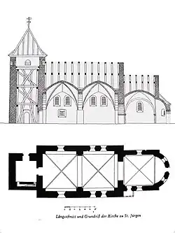 St.-Jürgens-Kirche bei Lilienthal, um 1190, Saal­kirche mit Gewölbejochen