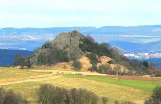 Blick vom Odenberg zum Scharfenstein