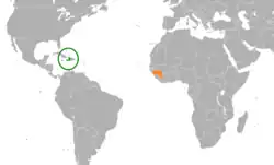 Lage von Haiti und Guinea