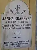 Grabstein von Janez (Jan) Brabenec[5]